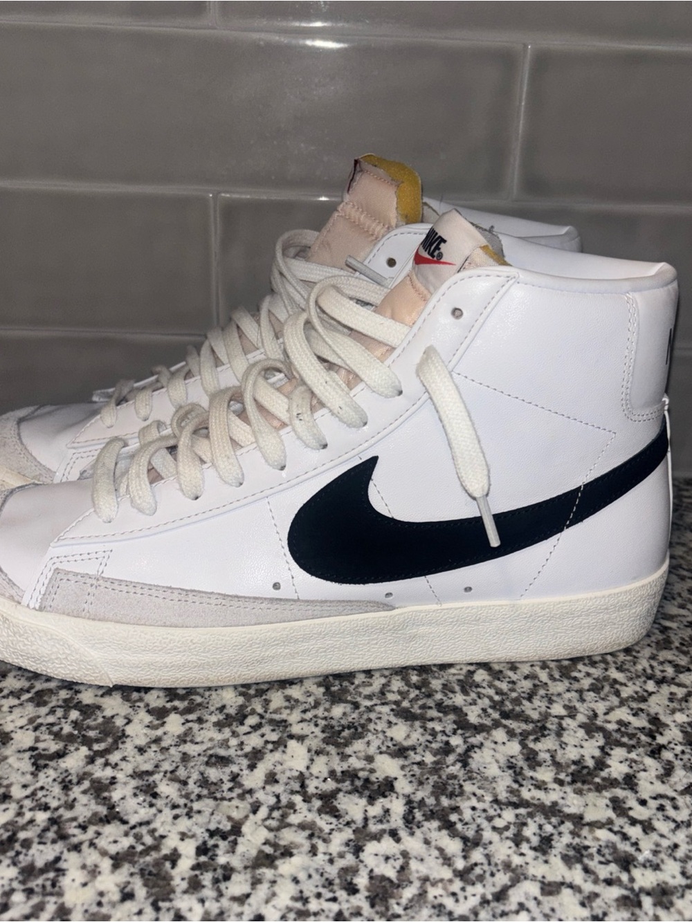Nike Blazer mid 77 White High-Top Sneakers with Black Swoosh